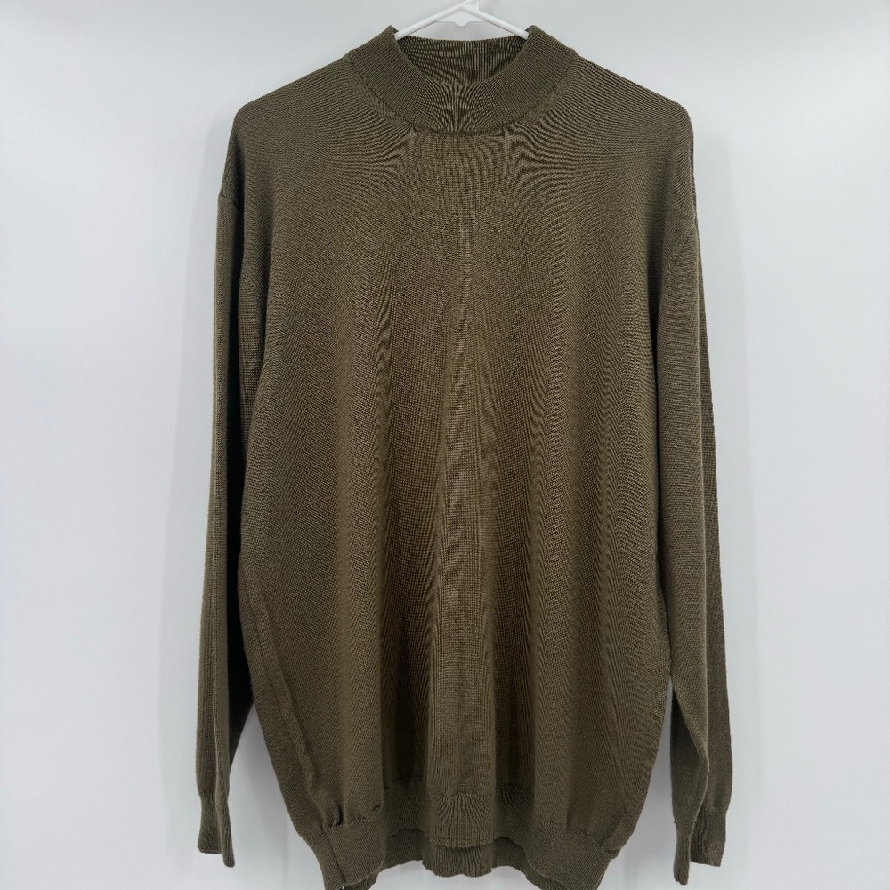 Maxini Collezione Sweater Men XXL Green Knit Pullover Wool Blend Long Sleeve